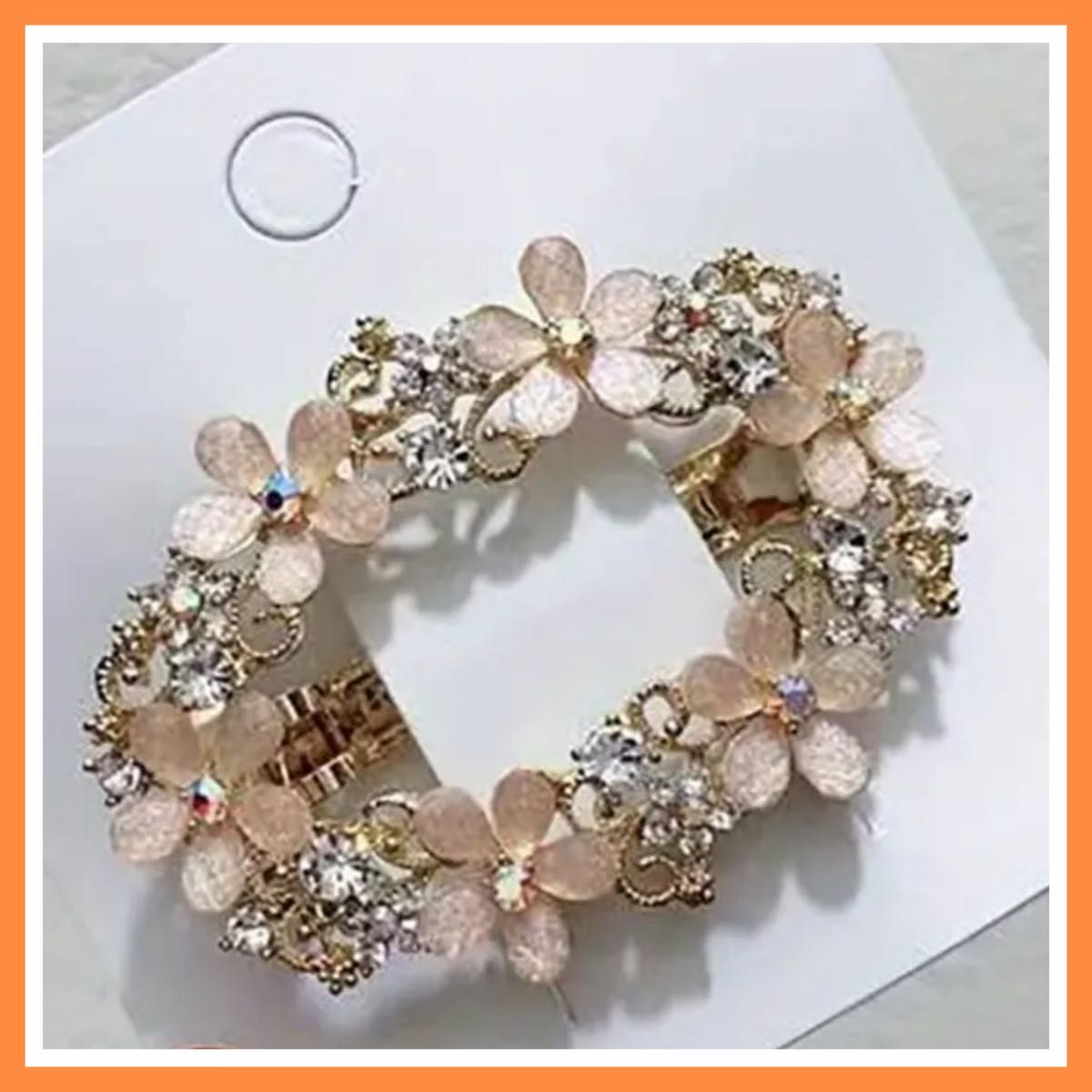 Hair clip, flower-shaped, vintage barrette, cute hair accessory, champagne