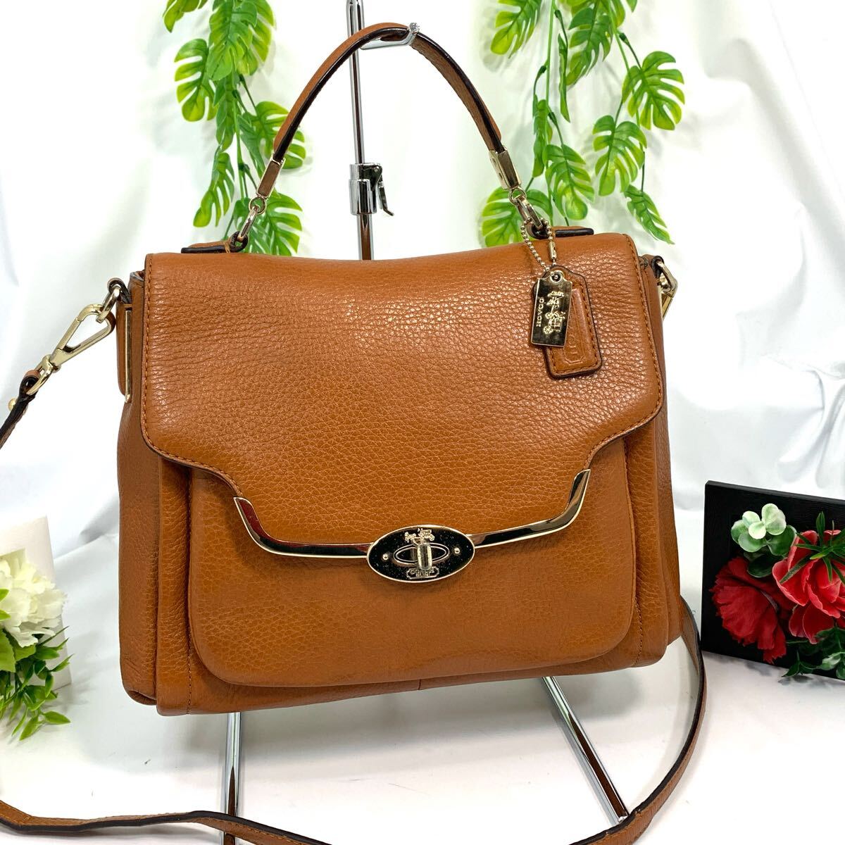 【Excellent Condition】COACH / Leather / Turnlock / 2-WAY Handbag / Shoulder Bag Brown Leather