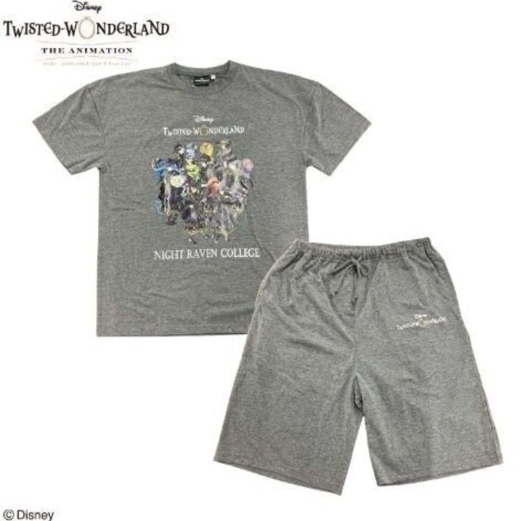 XL ディズニー ツイステッドワンダーランド 半袖ハーフパンツ ルームウェア 上下セット グレー