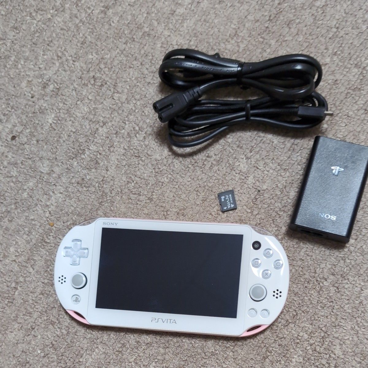 SONY PlayStation Vita PCH-2000 White Light Pink Console Charger with 8GB Memory Card