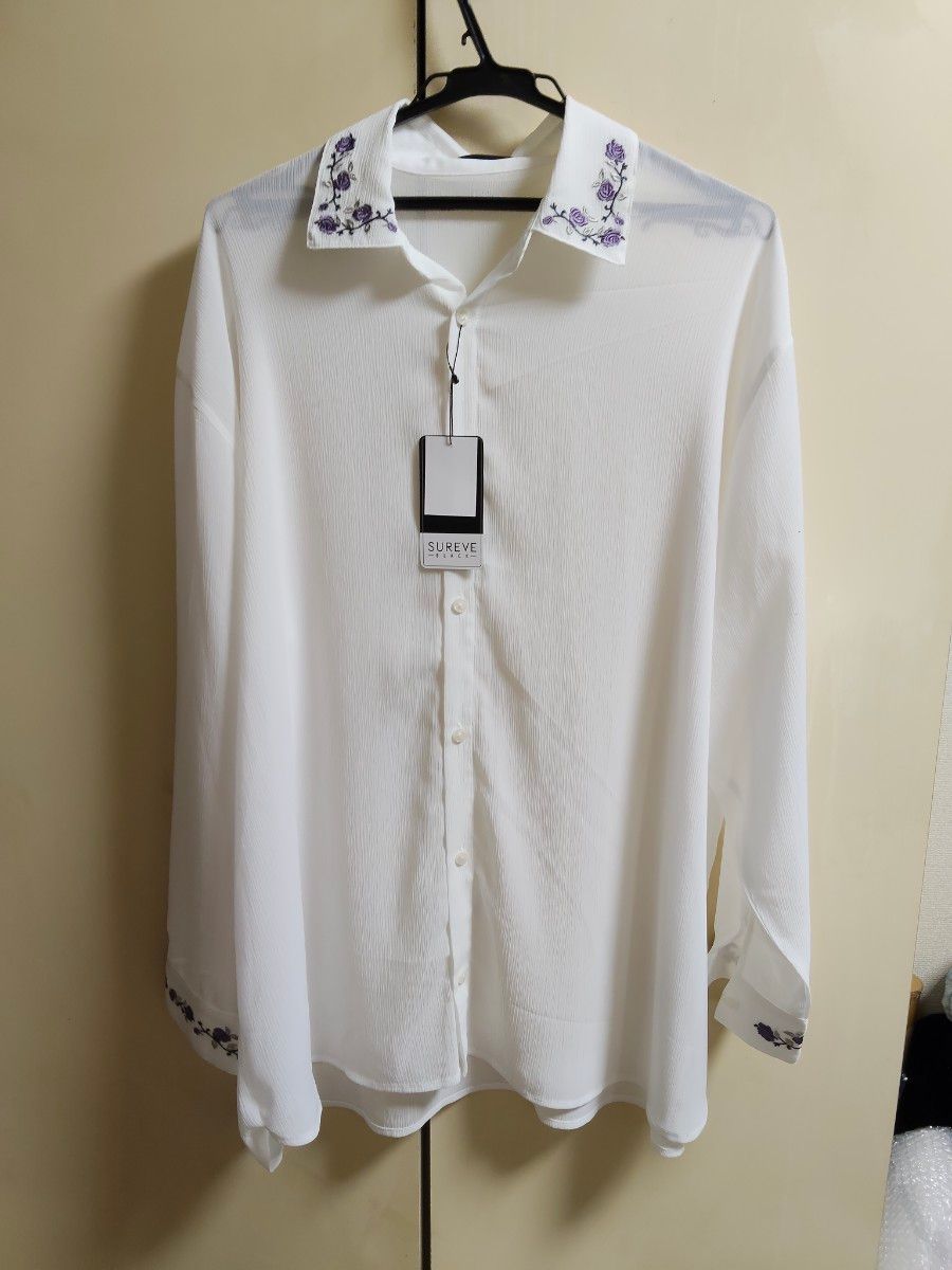 ★★Final Price Reduction★★ SUREVE Embroidered Long-Sleeve Shirt White