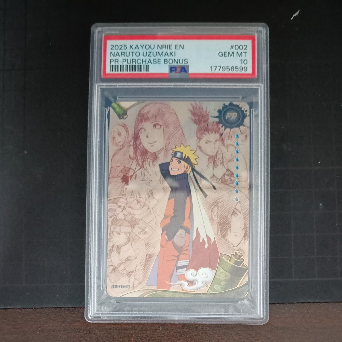 Kayou Naruto trading card promo NRIE-PR-002 in a PSA 10 slab