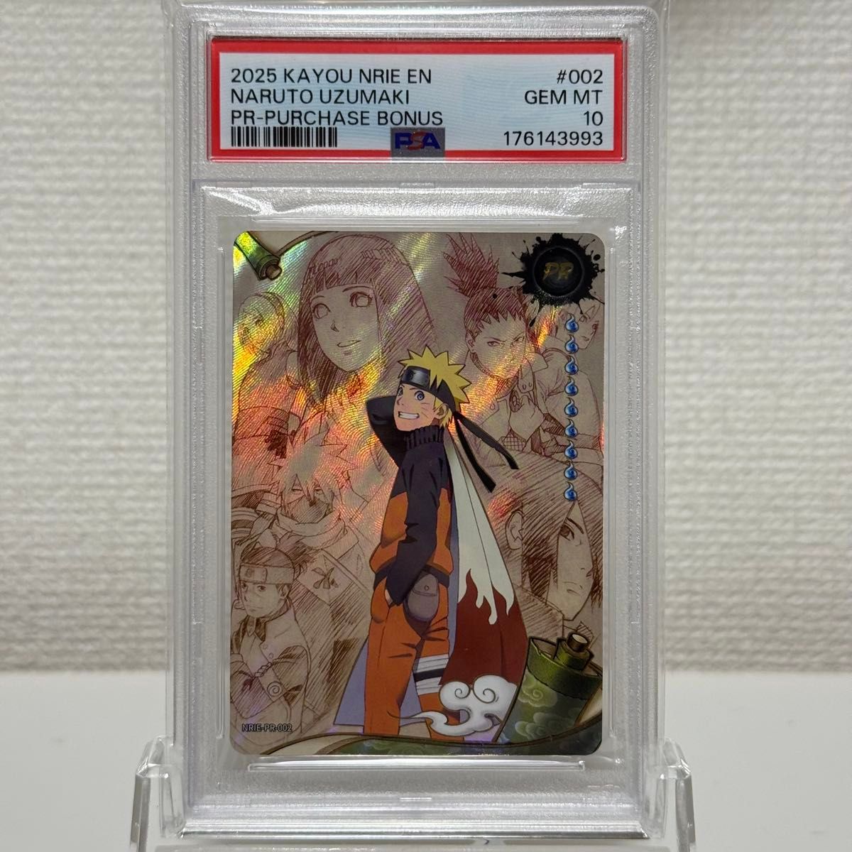 Kayou Naruto trading card promo NRIE-PR-002 in a PSA 10 slab