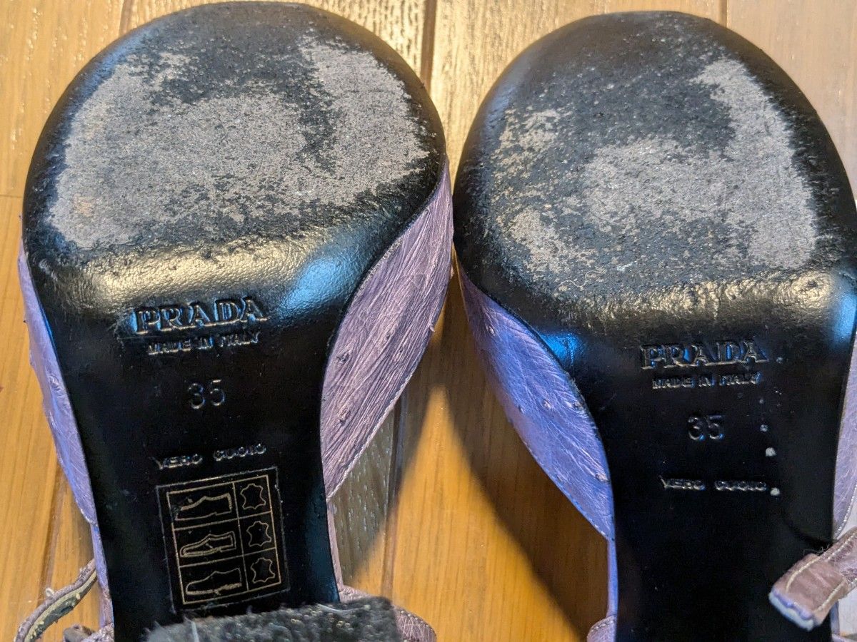 PRADA　プラダ　イタリア製　パンプス　紫 オーストリッチ風 ストラップヒール OneMall provides Yahoo Fleamarket products: PRADA プラダ