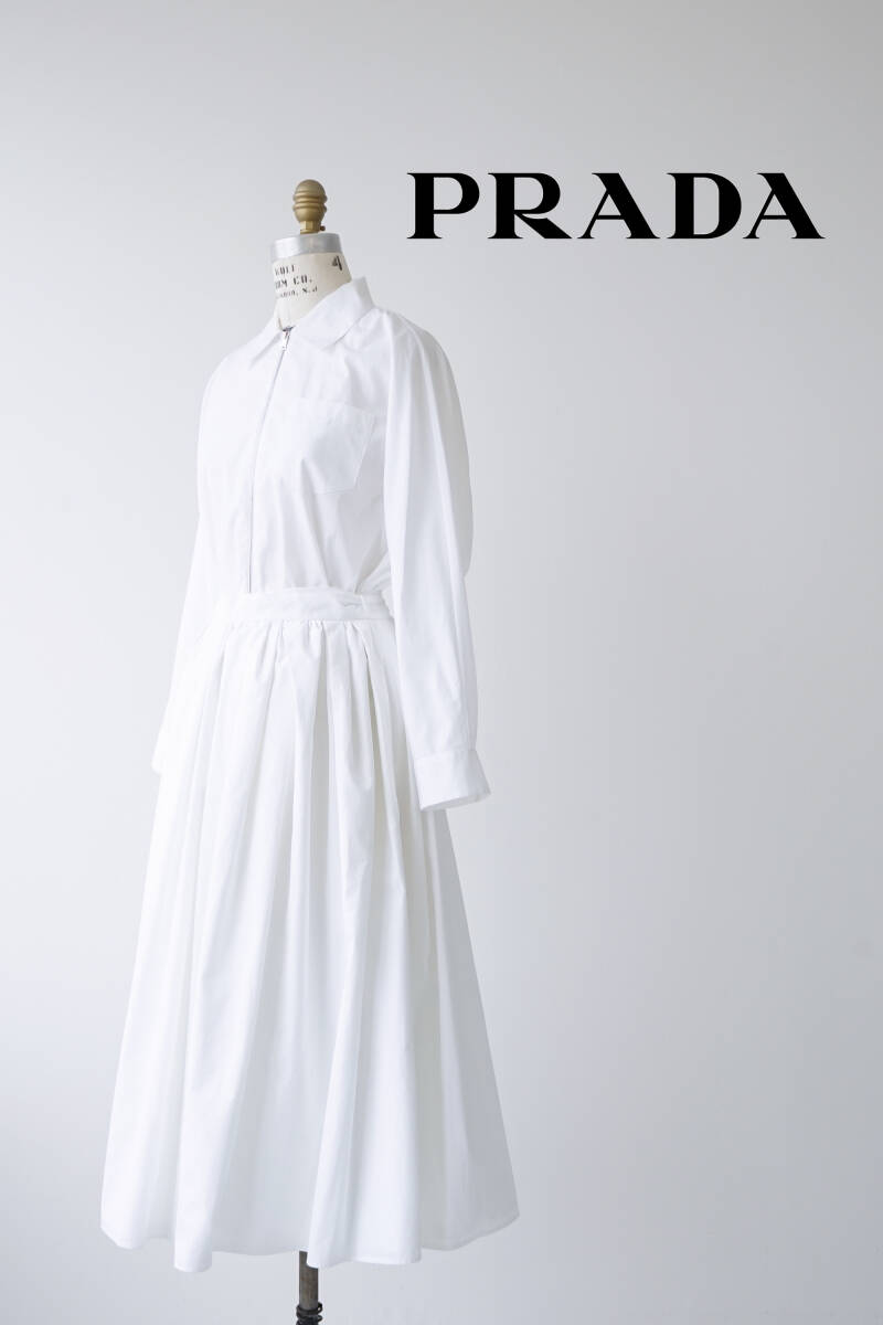 2020SS PRADA プラダ ギャザー フレア ワンピース size 40S 1114473